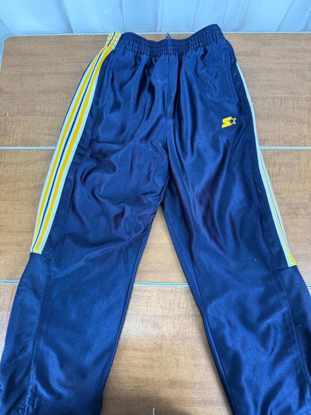Starter Youth Track Pants Navy Snap Side Athletic Warm Up Size S 6/7k